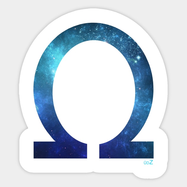 Omega space letter concept Sticker by udezigns